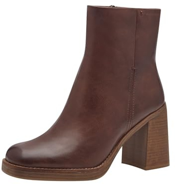 MARCO TOZZI Damen Stiefeletten mit Absatz mit Blockabsatz mit Reißverschluss, Braun (Chestnut), 36 EU