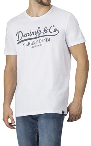 DENIMFY Tshirt Herren Baumwolle Regular Fit DFNuri Rundhals Kurzarm Sommer | Tee Shirt Logoprint Schwarz Grau Blau Grün Rot Weiß Navy S M L XL XXL 3XL 4XL 5XL