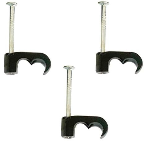 Inbrackets Twin Satellite Cable Clips For Sky Cable Ct63 Wf65 HT63 Shotgun Double Twin Coax Black (Pack 50)