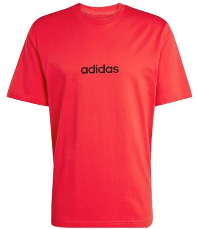 adidas Homme Essentials Linear Single Jersey Shirt, Pure Ruby/Black, XS