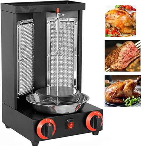 DPLWJPP Parrilla Eléctrica Giratoria Kebab Comercial,Sin Humo/Horno Giratorio Encimera,Máquina Parrilla Kebab Eléctrica Gas,para Pollo Turquía Tacos Kebap,A-Black
