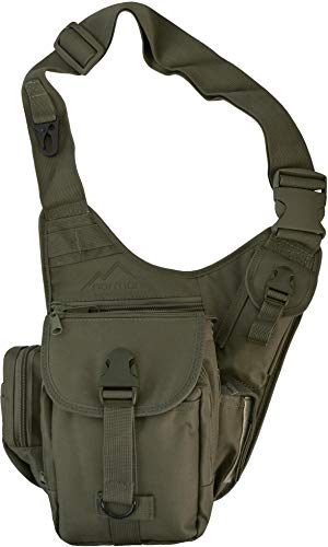 normani Schultertasche, Multifunktions Umhängetasche für Damen und Herren Military Tactical Rucksack Brusttasche Sling Bag für Radfahren Wandern Camping Freizeit Uni Schule Farbe Oliv