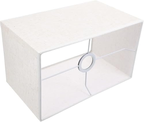 Clip-on-Leinen-Lampenschirm E27, rechteckiger Lampenschirm aus Stoffstoff, Ersatz-Tsitional-Lichtabdeckungsschutz mit Fester Rückseite für Tisch-Stehlampe, Beige