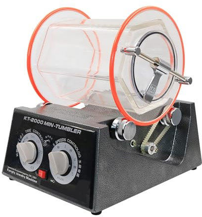 CHANGLKJ Jewelry Finishing Machine, Jewelry Tumbler Polisher, Rotatory Direction, Time and Speed Adjustable, 5 Kg Large Capacity and Anti Leak Tight Lock Design, For Gold, Copper and Silver Jewelry