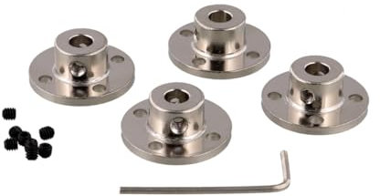 Funduino Flanschkupplung Wellenverbinder Set 4x - M3 Gewinde, Edelstahl & Aluminium, verschiedene Größen (7 mm Innendurchmesser)