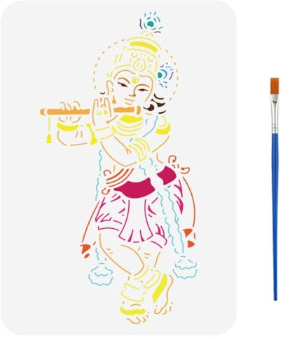 FINGERINSPIRE Lord Shiva Schablone Mit Pinsel 21x29.7cm Indien Gott Große Schablone Indischer Lord Malschablone Indische Gottheit Zeichenschablone Für Wandfliesen Boden Papier Möbel