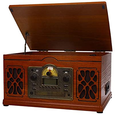 AYCDL Tocadiscos Retro, Radio Am FM Retro Reproductor de Discos de Vinilo Cinta de Audio CD Bluetooth Antiguo Fonógrafo Vintage Giro