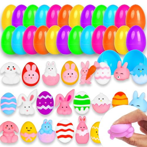 DERAYEE 12 Stück Spielzeug Gefüllt,Ostern Stress Relief Squeeze Spielzeug,Mochi Squishy Spielzeug,Vorgefüllte Ostereier,Osterkorb Füllstoffe,Stressabbau Spielzeug,Kinderspielzeug,Ostern Geschenk