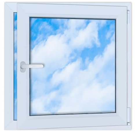 LORAC | Kunststofffenster weiß 800x800mm, 80x80cm, PCV, DIN Rechts, kippbar & ausstellbar, 2-fach Verglasung, energiesparend – Fenster mit CE-Zertifikat für Keller und Wohnung