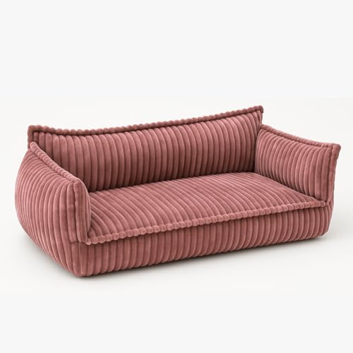 chilly pilley Kinder-Sofa aus Cord, Gemütliche Kindercouch mit Rippenmuster (Rosa)