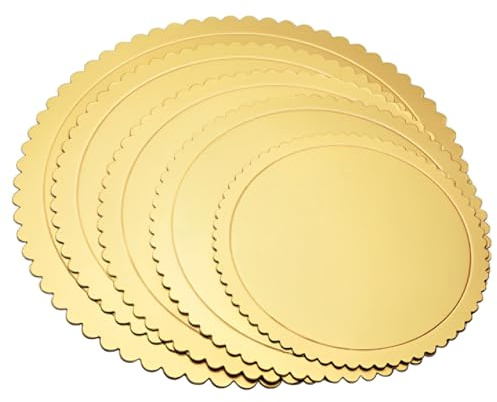 Sottotorta Tondo Cartone, 10 Pezzi, Vassoio Torta Rotondo Riutilizzabile, per Decorazione di Torte di Matrimoni e Compleanno, oro, 4 pollici*3+6 pollici*3+8 pollici*4,Spessore 3 mm