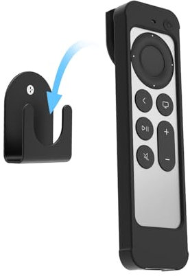IFCASE Silicone Shockproof Case for Apple TV 4K 2021/2022 Siri Remote Compatible with AirTag, Wall Mount (Black)