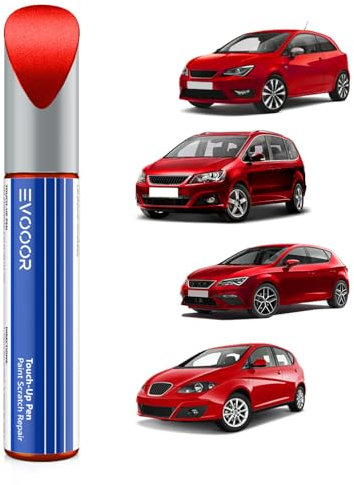 EVOOOR (S3H/LS3H Pure Red Metallic/Rojo Emocion Retoque de pintura de coche para SEAT, Reparación de arañazos para coches, Solución rápida y fácil para la reparación