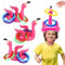 15 Stück Flamingo Aufblasbar Wurfspiel,Ringwurfspiel Kinder, Wurfspiel Flamingo Aufblasbare mit 12 Ringe Outdoor Spiele für Hawaii Sommer Party Hochzeit Geburtstag