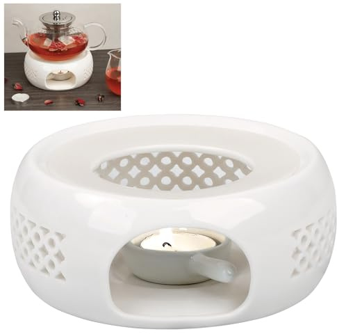 KAYCROWN Teapot Warmer, Ceramic Tea Warmer with Tealight Holder and Cork Cushion
