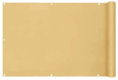 Protection solaire pour balcon extérieur avec bordure tressée et œillets Crème 0,95 x 9 m