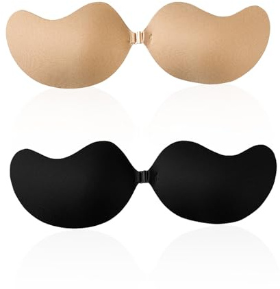 QSZHSL 2 Paires Soutien Gorge Adhesif, Soutien Gorge Dos Nu Push Up, Cache Tetons Femme, Invisible Adhesif Push Up pour Les Robes de Soirée Robes de Mariée