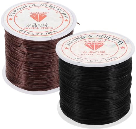 NIYANGLE Hilo Elástico para Extensiones de Cabello y Trenzas 2 Piezas 0,6 Mm Cuerda Plana Resistente DIY para Accesorios de Belleza Mujeres Creativas Uso Diario Marrón y Negro