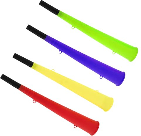 ZwaitL 4 trompetas de celebración de colores aleatorios Vuvuzelas, cuerno de animación, ideal para juegos y festivales, ocasiones y fiestas
