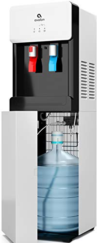 Avalon Dispensador de enfriador de agua de carga inferior, agua fría y caliente, bloqueo de seguridad para niños, innovador diseño delgado, capacidad para botellas de 3 o 5 galones, listado UL, color