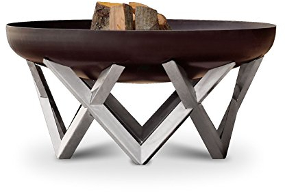 Svenskav Feuerschale VENTA 79cm für Garten & Terrasse (Edelstahl, Super XXL) - Design Feuerschalen rund für Outdoor Feuerstelle - Feuerfeste Schale groß für Grillrost, Grillen, BBQ, Lagerfeuer