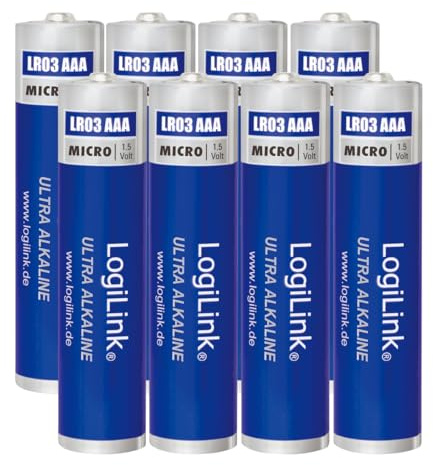 LogiLink AAA Micro 1.5V Batterie (8 Stück folienverpackt), Ultra Power Alkaline LR03, für Diverse Geräte wie z.B. Fernbedienungen, Spielzeuge, Rauchmelder, etc.