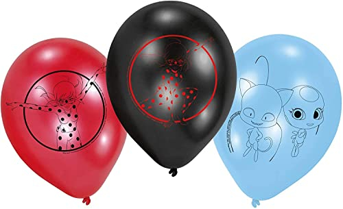 6 Latex-Ballons * MIRACULOUS * als Deko für eine Mottoparty oder Kindergeburtstag // von Amscan // Ladybug Marienkäfer Superheld Party Geburtstag Luftballons
