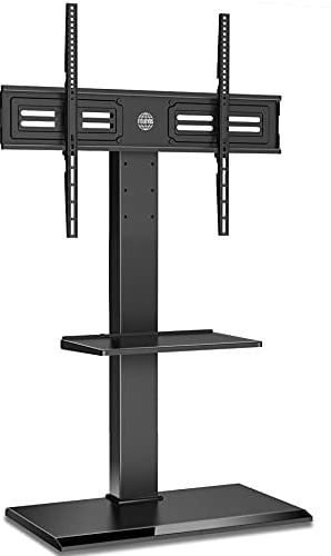 FITUEYES Soporte Universal para TV con Base de Hierro para TV de 50 a 85 Pulgadas, Soporte Giratorio de Suelo con 2 estantes Ajustables, soporta 50 kg máx. VESA 800 x 400 mm, Color Negro