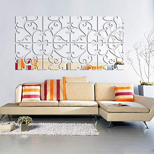 SeaNpem Acrylic Mirror Wall Sticker, 8 Pcs DIY Removable Waterproof Floral Mirror Decals, Decorative Murals Stickers for Home, Living Room, Bedroom, Office, Hallway, Sofa, TV Wall Decoration