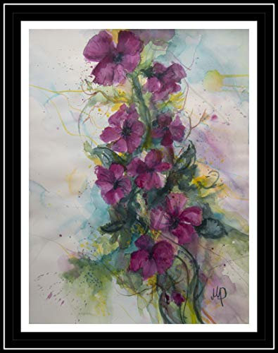 Stockrosen- großes original Aquarell 46x61