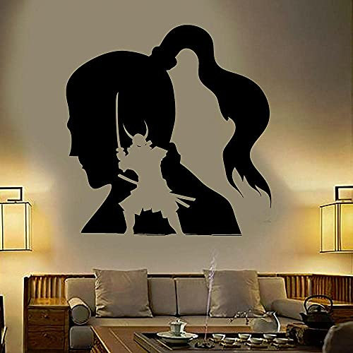 Vinyl Wandtattoo Samurai Japanische Dekoration Japanische Kunst Wandaufkleber Home Boy Schlafzimmer Dekoration Abnehmbares Poster 57X58Cm