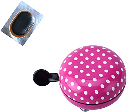 Ding Dong Fahrrad Glocke Ø 80 mm Klingel Violett mit weißen Punkten inkl. Schlauchflicken