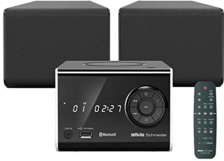 SILVA-Schneider SMP 360 BT Micro-HiFi System mit Bluetooth, 100 Watt, Stereo-Boxen, USB-Anschluss inkl. Fernbedienung, schwarz, 200008