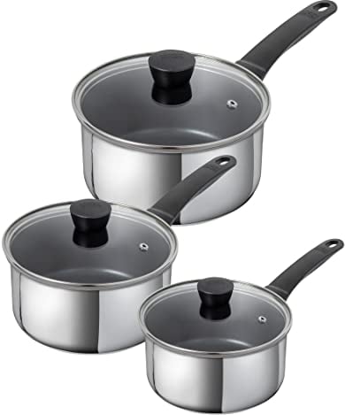 KUHN RIKON Classic Stielkasserolle Set beschichtet, 1,5 Liter/16 cm, 2,3 Liter/18 cm and 3 Liter/20 cm