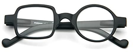 KoKoBin occhiali da lettura rotondi quadrati HD occhiali da lettura montatura ultraleggera confortevole cerniera a molla occhiali da uomo e da donna (Nero, 2)