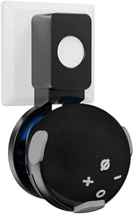 Aokicase For Amazon Echo Dot 4 / Echo Dot 5 Holder Wall Mount Stand Mount Accessories with Integrated Cable Management, No Screws Required, Speaker Accessories Rack (Amazon Echo Dot 4/5, Black) M6