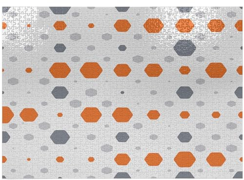ABAKUHAUS Geometrisch Puzzle, Abstrakte Muster Hexagons, Heirloom-Qualität lustige Aktivität für die Familie langlebiger Karton, 1000 Stücke, Orange Grau Hellgrau