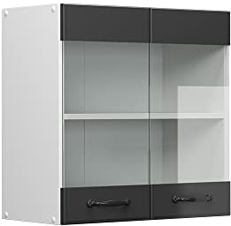 Vicco Armario de Cocina con Vidrio R-Line, Antracita casa de Campo/Blanco, 60 cm