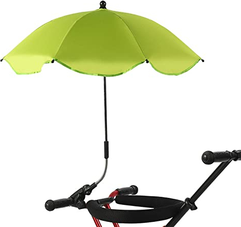 RENXR Sonnenschirm mit Klemme, universeller verstellbarer Strandkorbschirm, UV-Schutz, Sonnenschirm für Kinderwagen, Rollstühle, Terrassenstühle, grün, Medium