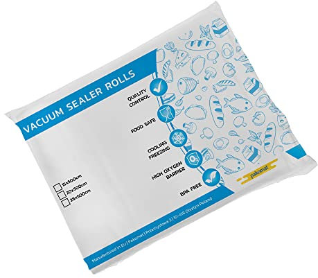 Pakomat Vakuumrollen Vakuumierfolie - Profi Vakuumbeutel für Vakuumierer & Lebensmittel Vakuumiergerät, BPA-frei, Kochfest und Sous Vide Gefrierbeutel (28x500cm - 1 Rolle)