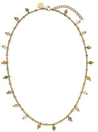 Purelei® Collana boho (oro, oro rosa), collana impermeabile filigrana da donna, catena in acciaio inox con perle di vetro colorate, regalo da donna, lunghezza regolabile 40-45 cm, Acciaio inossidabile