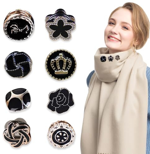 EKSMA 8 Pairs Hijab Magnetische Pins Magnetische Schal Brosche Perle Runde Hijab Clip Magnetknöpfe Broschen Keine Lochstifte für Frauen Mädchen