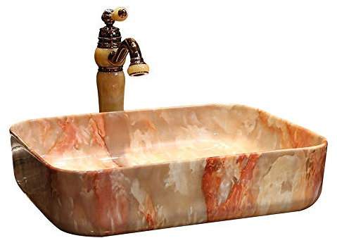 Lavandini da bagno retrò rettangolare lungo in ceramica ceramica vaso lavandino anti-spruzzi bacino piccolo regalo