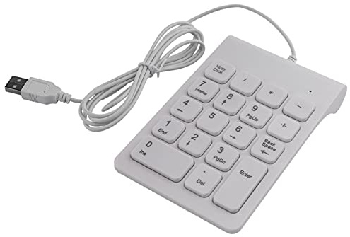 Koanhinn Numbers Block Keyboard 18 Keys Digital Keyboard for Billing Plate Laptop Android Notebook Tablets PC (White)