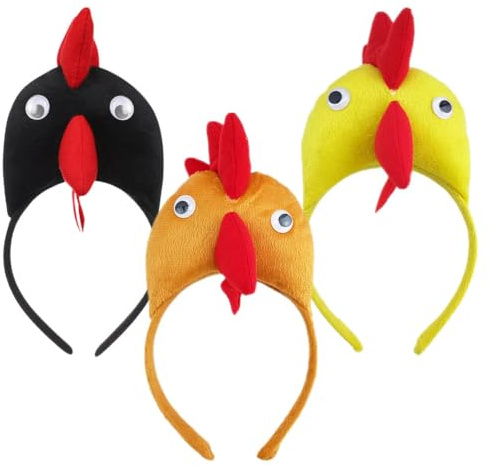 Zerodeko 3 Stück Hühner-Haarreifen -Küken-Stirnband Hahn-Tier-Haarreifen Für Kinder Und Erwachsene Geburtstags-Partyzubehör Zufällige Farbe