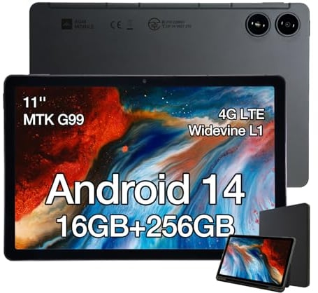 AGM PAD P2 11 Android 14 Tablet con Custodia di Protezione, 16(8+8)GB+256GB(2TB TF), MTK Helio G99, 4G Dual SIM, WiFi 5G,7850mAh, 50MP+8MP/Widevine L1/BT5.2/GPS/Type C/OTG/480Nits 1920*1200 Display