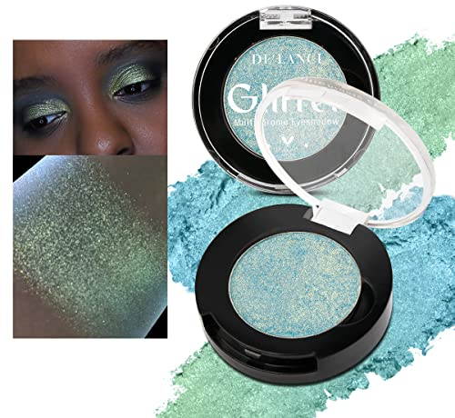 Glitzernder Schimmer Blau Grün Lidschatten, Metallische Chamäleon Duochrome Augen Make-up Palette, Hochpigmentierte Wasserdichte Lidschatten, Multichrome Lidschatten-1D.