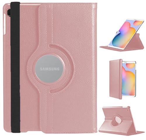 DN Technology Étui pour tablette Samsung Galaxy Tab S6 Lite 10,4 2024 2022 2020 rotatif à 360° Doré rose