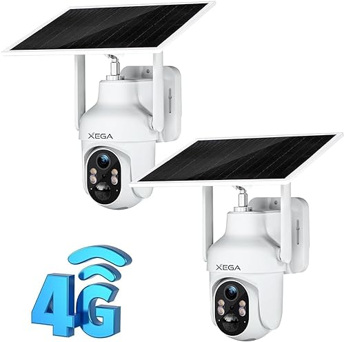 Xega 4G Camara Solar Exterior con Tarjeta Sim, LTE Cámara Vigilancia Inalámbrica con Batería 2K HD IP PTZ 355°/90°,Visión Nocturna,Detección De Movimiento,Alarma de Luz y Sonido,Micro TF&Cloud (2)