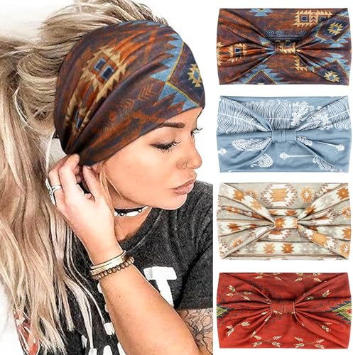 Kavya Damen Haarband, 4er Set: Weiche, Elastische Haarbänder für Damen und Mädchen - Yoga, Sport, Alltag